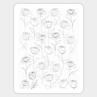 Roses One Line Art Flowers Black And White Sticker